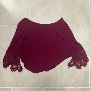Ambiance Burgundy Lace Sleeve Blouse
